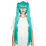 120cm Cyan Miku Cosplay Wig Long Straight Detachable Twin Tails Heat Resistant Synthetic Wig For Women Halloween Comic Con Party (New)