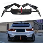 Bright Black VTEN Style Car Rear Diffuser Bumper Spoiler Side Splitter Canards for BMW 3 Serise G20 G28 LCI 2023-2025 Bodykits (New)