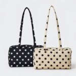 Eco-friendly Nylon Polka Dot Shoulder Bag Designer Striped Color-blocked Handbag Stylish Lightweight Zippered Underarm Bag (New)