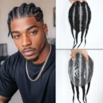 Cornrow Box Braided Human Hair Man Toupee Full Pu Skin Male Toupee For Men Human Hair Mens Wigs Replacement Systems Hair Piece (New)