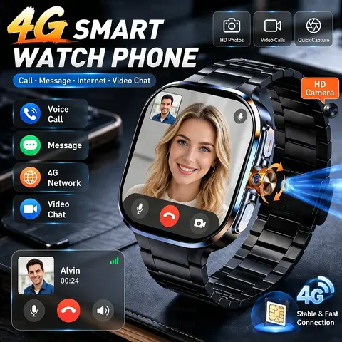 Sd2dd2d2003bc45a292d4149d3c5bd1b0s_480x480q75 New 4G 5G Full Netcom Smartwatch 24 inch Amoled Screen Insert Sim Card GPS WIFI 190° Rotating Camera Game roid Smart Watch (New) - Image 1