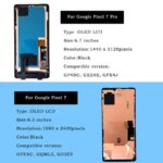 OLED Display Google Pixel 7 Pro Lcd Display GP4BC GE2AE GFE4J Pixel 7 GVU6C GQML3 Touch Screen Digitizer Replacement (New)