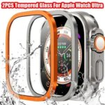 2 Tempered Glass Apple Watch Ultra 3 2 49mm Screen Protector Anti Scratch HD Metal Bumper Film IWatch Ultra 49mm Bangladesh (New)