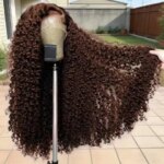 40 30 Inch Chocolate Brown Curly Wave HD Lace Frontal Wig Human Hair #4 Colored 13x4 Hd Jerry Curly Lace Frontal Wig Pre Plucked (New)