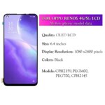 OLED TFT LCD Oppo Reno5 4G LCD CPH2159 Display Screen Touch Panel Digitizer Oppo Reno 5 5G PEGM00 PEGT00 CPH2145 Replace (New)