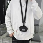 Creative Neck Hanging Nylon Coin Purse Lanyard Casual Couple Crossbody Bag Letter Korean Style Mini Storage Bag Gifts (New)