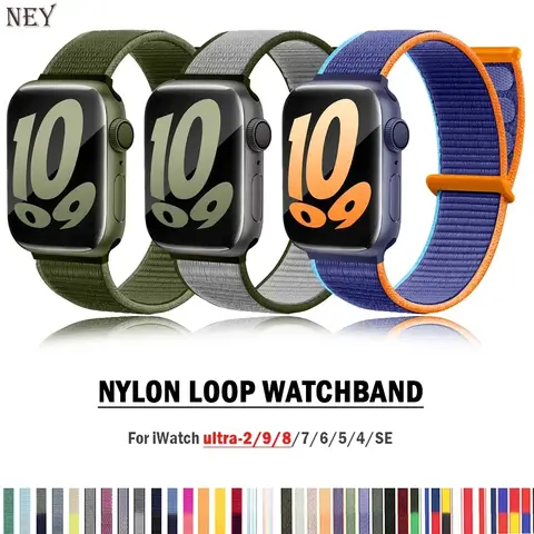 Sd79dd330619f40e0b9c39acb9265563et_480x480q75 Nylon Loop Strap Apple Watch b 44mm 45mm 40mm 42mm 41mm 38mm Bracelet belt Correa iWatch Series 9 4 5 6 Se 7 8 Ultra 49mm (New) - Image 1