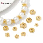 20pcs 14K Gold Plated Brass Metal Flower Bead Caps End Caps for Jewelry Caps for Beads DIY Bracelet Necklace Making Accessorie (New)