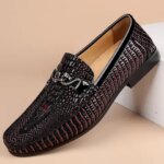 Trendy Brand Mens Genuine Leather Shoes Luxurious Banquet Dress Shoes Mens Low Top Loafers Casual Walking Shoes Big Size：36-47 (New)