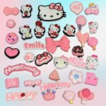Mesuca 16-19Pcs Cartoon Hello Kitty Shoe Buckle DIY Sandal Accessories PVC Shoes Charms Clogs Pins Decor Adult Kids Party Gift (New)