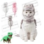 2026 Pet Cat Dinosaur Skeleton Halloween Role-playing Funny Pet Costume Party Holiday Photos Props (New)