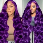 Dark Purple Transparent HD Lace Frontal Wig Body Wave 13x4 Lace Front Human Hair Wig PrePlucked For Women Brazilian Remy Hair (New)
