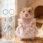 Breathable Hamster Lace Skirt Lightweight Soft Princess Dress with Necklace Knitted Lace Pet Vest Pet Party (New)