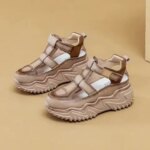 Casual Thick Bottom Real Leather Sandals Womens 2025 New Summer Versatile Hollow out Roman Style Hole Hole Shoes Increased H... (New)
