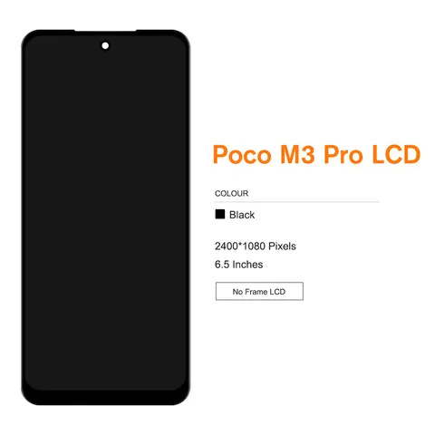 Sda90fdc8b209405ea28590515ceaaec87_480x480q75 65 inch Xiaomi Poco M3 Pro 5G M2103K19PG M2103K19PI LCD Display Touch Digitizer Poco M3 Pro Screen with Frame (New) - Image 1