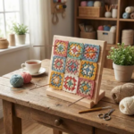 DIY Crochet Blocking Boards Square Wooden Knitting Blocking Mat with Base and Rod Pins Handcrafted Pottery Clay Base Plug Board (New)