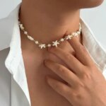 Bohemia Starfish Imitation Pearl Choker Necklace for Men 2025 Trend Goth Adjustable Clavicle Chain Surfers Beach Jewelry New (New)