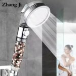 ZhangJi Bathroom 3-Function SPA Shower Head with Switch Stop Button High Pressure Anion Filter Bath Head Water Saving Shower (New)