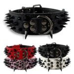 Adjustable 2" Wide Sharp Spiked Studded Leather Dog Collars Pitbull Bulldog Big Dog Collar for Medium Large Dogs Boxer S M L XL (New)
