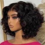 Short Bob Blunt Cut Body Wave 13X4X1 HD Lace Front Wigs Synthetic Wig Prepluck Bleached Knots Glueless Wig Daily Party Ponytail (New)