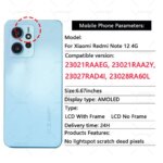 AMOLED Display Xiaomi Redmi Note 12 4g 5g Touch Screen Digitizer Panel Assembly 23021RAAEG 23021RAA2Y Screen Display Replace (New)