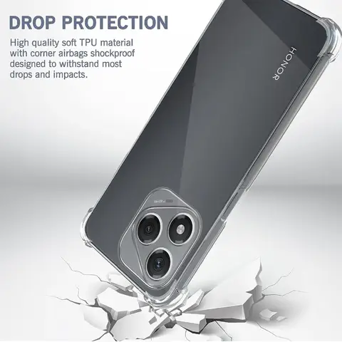 Sdcc90e30570c43aeb1256b333efa9880h_480x480q75 Honor 400 Lite Clear Four-Corners Shockproof TPU Case Honor 400 Lite 5G Protective Cover Transparent Shell Capa Fundas (New) - Image 1