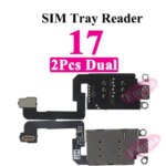 2pcs Dual SIM Card Reader Flex Cable iPhone 17 16 Plus 15 Pro Max 14 13 12 11 XR Inner Tray Slot Socket Adapter (New)