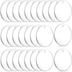 50pcs Clear Keychains Transparent Circle Discs Acrylic Blanks Keychain Bulk for Keychain Pendant DIY Jewelry Making (New)