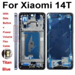 LCD Display Screen Frame Cover Xiaomi 14T Xiaomi 14T Pro Middle Frame Housing Cover Bezel with Side Button Spare Parts (New)