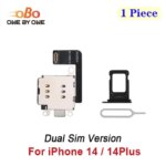 Dual SIM Card Reader Flex Cable iPhone 14 14Plus Double SIM Card Tray Slot Holder Adapter Connector Repair Black White Blue (New)