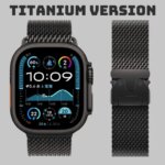 Titanium B Apple Watch Ultra 2 3 49mm 44 45 46mm 40 41 Series 10 9 8 Natural Milanese Loop IWatch Secure Parachute Buckle (New)