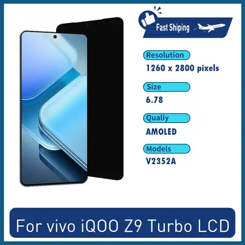 Sdf128cfd90644f99a9f2ddb46dd31826u_480x480q75 6.78'' AMOLED Display For vivo iQOO Z9 Turbo V2352A No Frame LCD Touch Screen Digitizer Assembly 100% Tested Replacement Parts (New) - Image 1