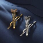 Vintage Metal Bow and Arrows Brooches Crystal Clothes Suit Shirt Collar Lapel Pin Badge Brooch Jewelry Men Women Accessories (New)