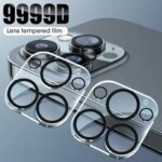 1-5Pcs Tempered Glass iPhone 17 16 15 14 13 Pro Max Plus Mini Camera Lens Protector Black Circle Protective Lens Film Cover (New)