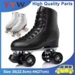 Double Row Roller Skates Adult Women Men 4-Wheel Skate Shoes Pulley Boys Girls Outdoor Skating Quad Sneakers Size 35 36 37 38-44 (New)