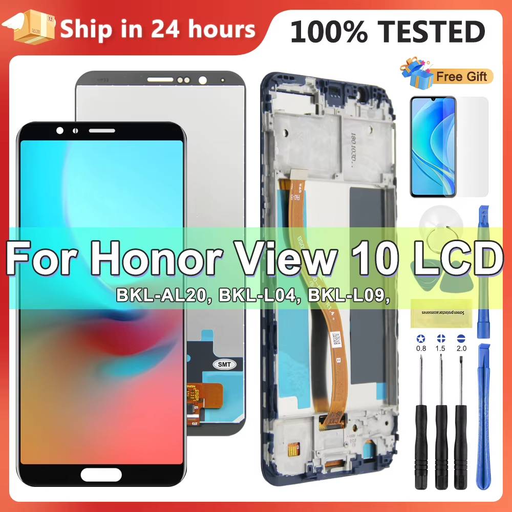 5.99" For Honor View 10 LCD Display Touch Screen Digitizer Replacement For Honor V10 BKL-AL00 BKL-AL20 LCD With Frame