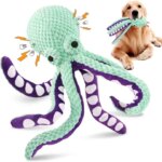 Interactive Squeaky Plush Octopus Dog Toy Anti-Tear Chew Resistant Boredom Relief Companion for Small & Large Breeds Home Play (New)