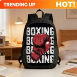 Custom Bag A Boxing Backpack Featuring A Red Glove And A Boxing Print Measuring ItS Lightweight And Suitable (New)