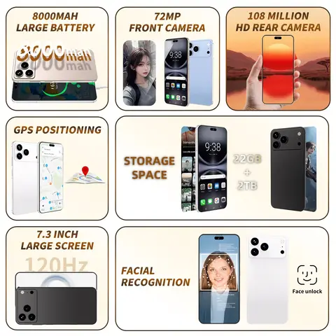 Se2595a0932cd4c12b692d52fa6759e793_480x480q75 2026 NEW XS17 Pro max Pro original intelligent 4G 5G dual card dual stby system global version 8000mAh battery with case (New) - Image 1