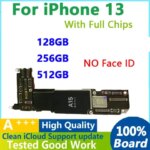 Fully Tested Authentic Motherboard for iPhone 13 Mainboard with Face ID Chips Logic Board IOS System Cleaned ICloud 128G 256G (New)