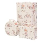 Designer Floral Print Cabin Suitcase - PU Leather Spinner Luggage with Cosmetic Case Retro Trolley Case for Women Travel (New)