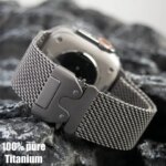 Titanium B Apple Watch Ultra 3 2 49mm IWatch Series 11 10 9 8 7 6 Natural Titanium Milanese Loop Strap Parachute Buckle (New)