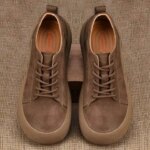 LIHUAMAO Suede Cow Leather shoes street style Mens Shoes Casual platform shoes thick sole Walking Sneakers outdoor work shoes (New)