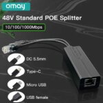 Stard POE Splitter 48V to 5V 12V 12A 2A Micro USB Type-C 100M 1000M POE Camera Injector Power Supply Huawei Hikvision (New)