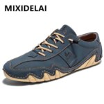 New Mens Flat Casual Shoes Handmade PU Leather Comfortable Loafers Outdoor Men Shoes Breathable Men Moccasins Mens Sneakers (New)