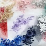 10Pieces 3D Lace Pair Dress Flower Childrens Dance Embroidery Patch Purple Blue Gold White Red Yellow Green (New)