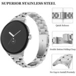 Slim Stainless Steel Watch B Google Pixel Watch 4 3 2 1 41mm 45mm Strap Solid Metal Wristb Belt Replacement Bracelet (New)