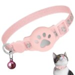 Safety Buckle Cat Collar Reflective Strips Waterproof For Airtag Collar Anti-Lost Adjustable For Airtag Case Kittens Puppies (New)