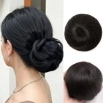Newmi Hair 100% Human Hair Bun Extension Donut Chignon Hairpieces for Both Women and Men Instant Up-Do Fake Bun Scrunchies 1B# (New)