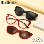 Ralferty 2 in 1 Vintage Cat Eye Sunglasses Women Magnet Clips On Glasses 0 Diopter Prescription Frame Sun Glasses for Women 2025 (New)